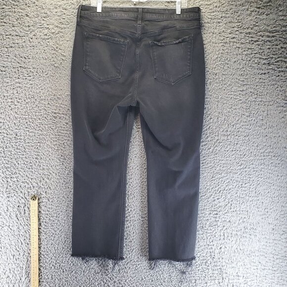 Old Navy Jeans Womens Size 14 Black High Rise Flare Ankle Denim Crop - Picture 10 of 11